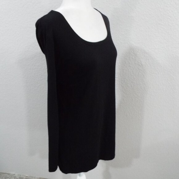 J. Jill Black Long Sleeve Scoop Neckline Layering Tee Neutral Lightweight Sz 2X - Picture 3 of 9